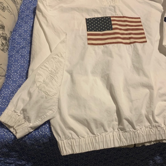 Vintage Too Cool Authentic Vintage White Cotton Jacket US Flag. Size Large - Picture 9 of 10